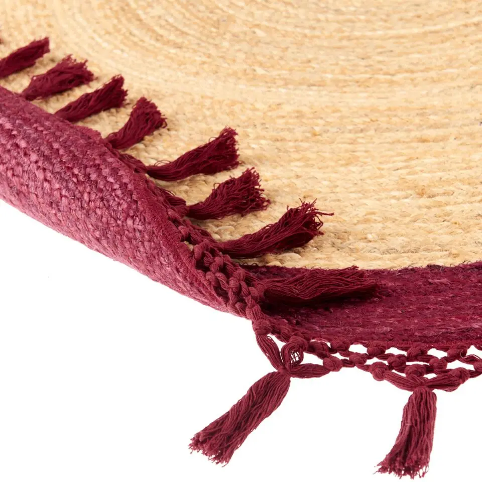 MARTS - Vloerkleed - Donkerrood - 140 cm - Jute