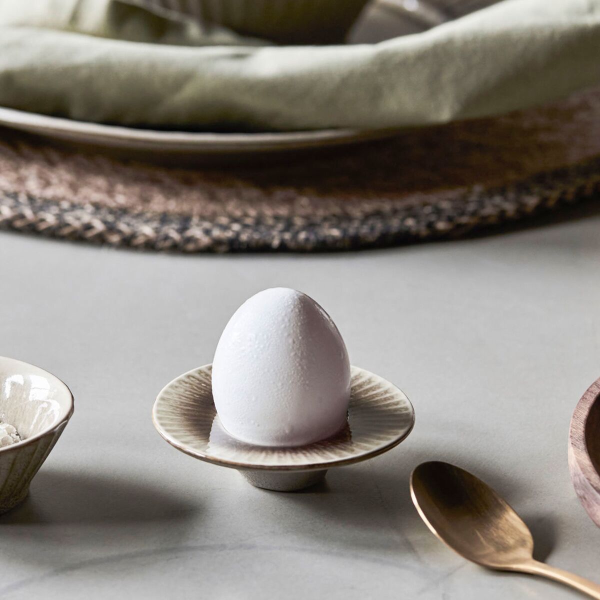 Pleat eggeglass, grå/brun, 4 stk