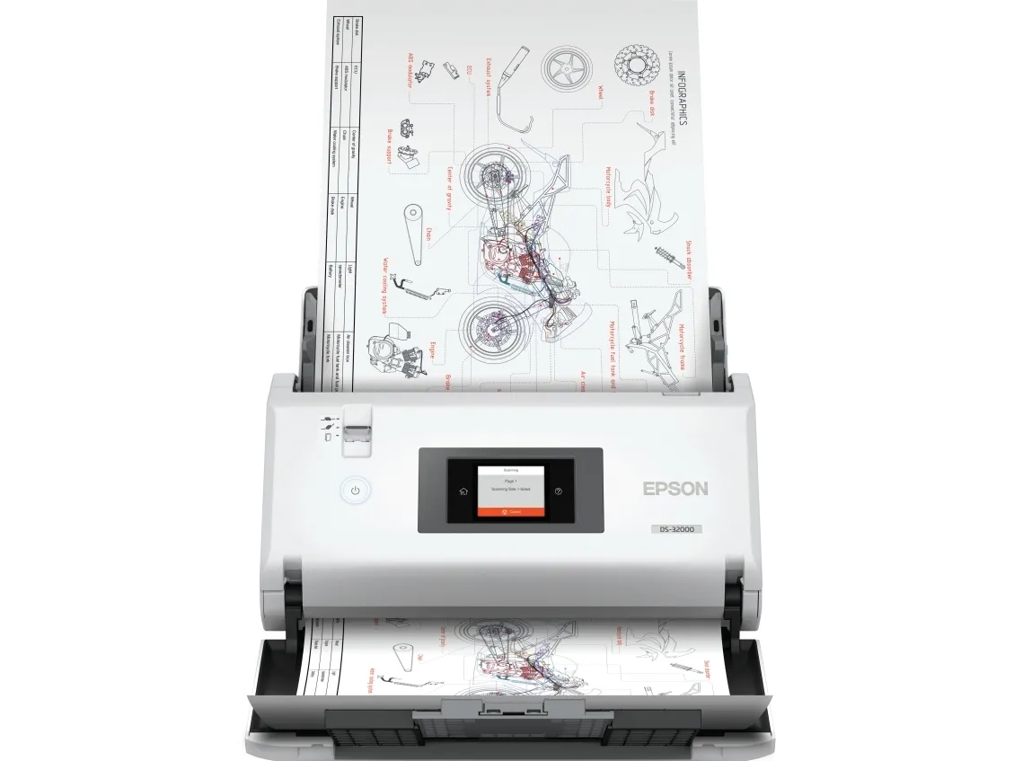 Epson WorkForce DS-32000 - Dokumentscanner - Contact Image Sensor (CIS) - Duplex - A3 - 600 dpi x 600 dpi - op til 90 ppm (mono) / op til 90 ppm (farve) - ADF (120 ark) - op til 40000 scanninger pr. dag - USB 3.0