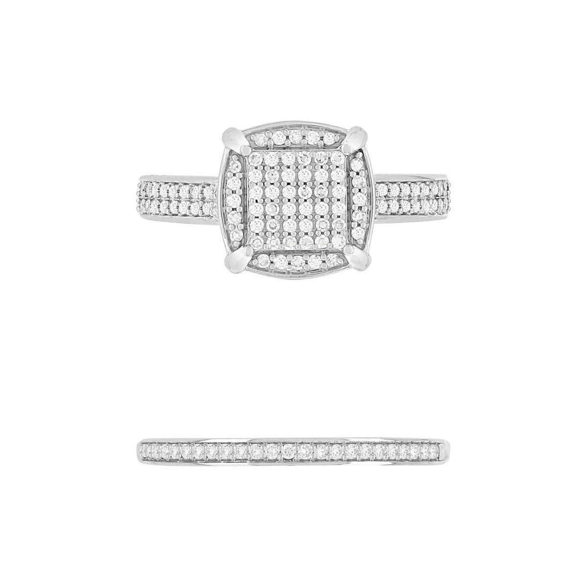 Duo alliance demi-tour solitaire or 750 blanc diamants