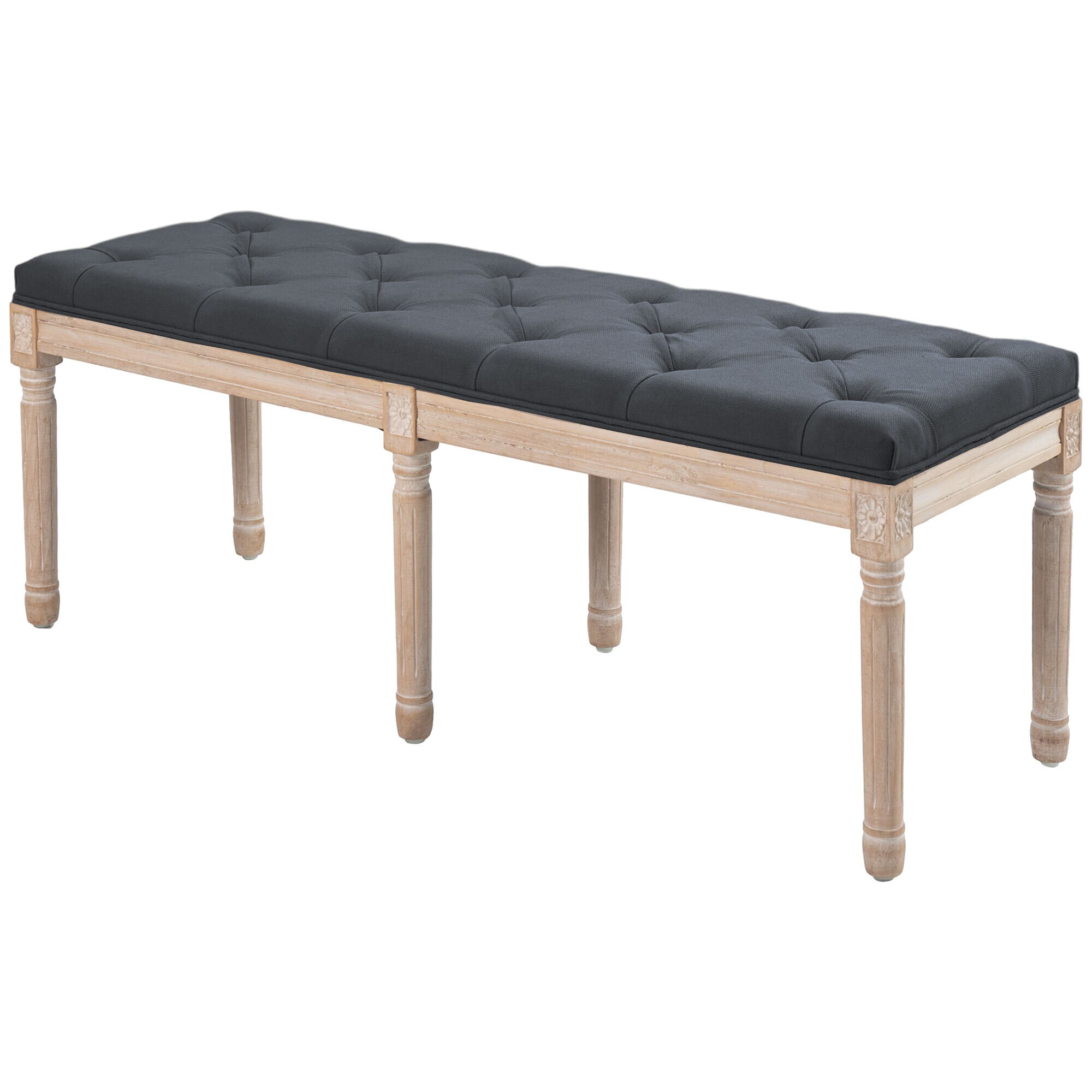 HOMCOM Bettbank mit Knopfheftung grau 117L x 40B x 48H cm