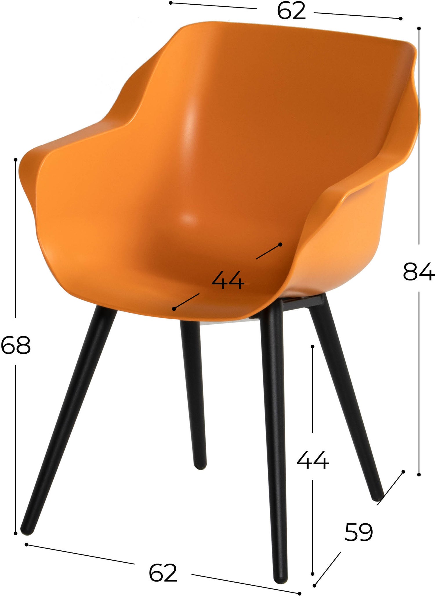 Hartman kuipstoel Sophie Studio oranje / zwart