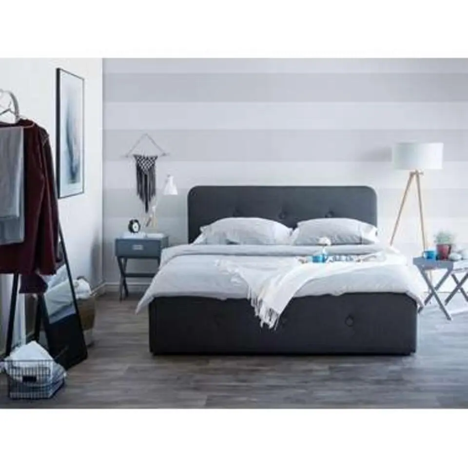 RENNES - Bed met opbergruimte - Donkergrijs - 140x200 cm - Polyester