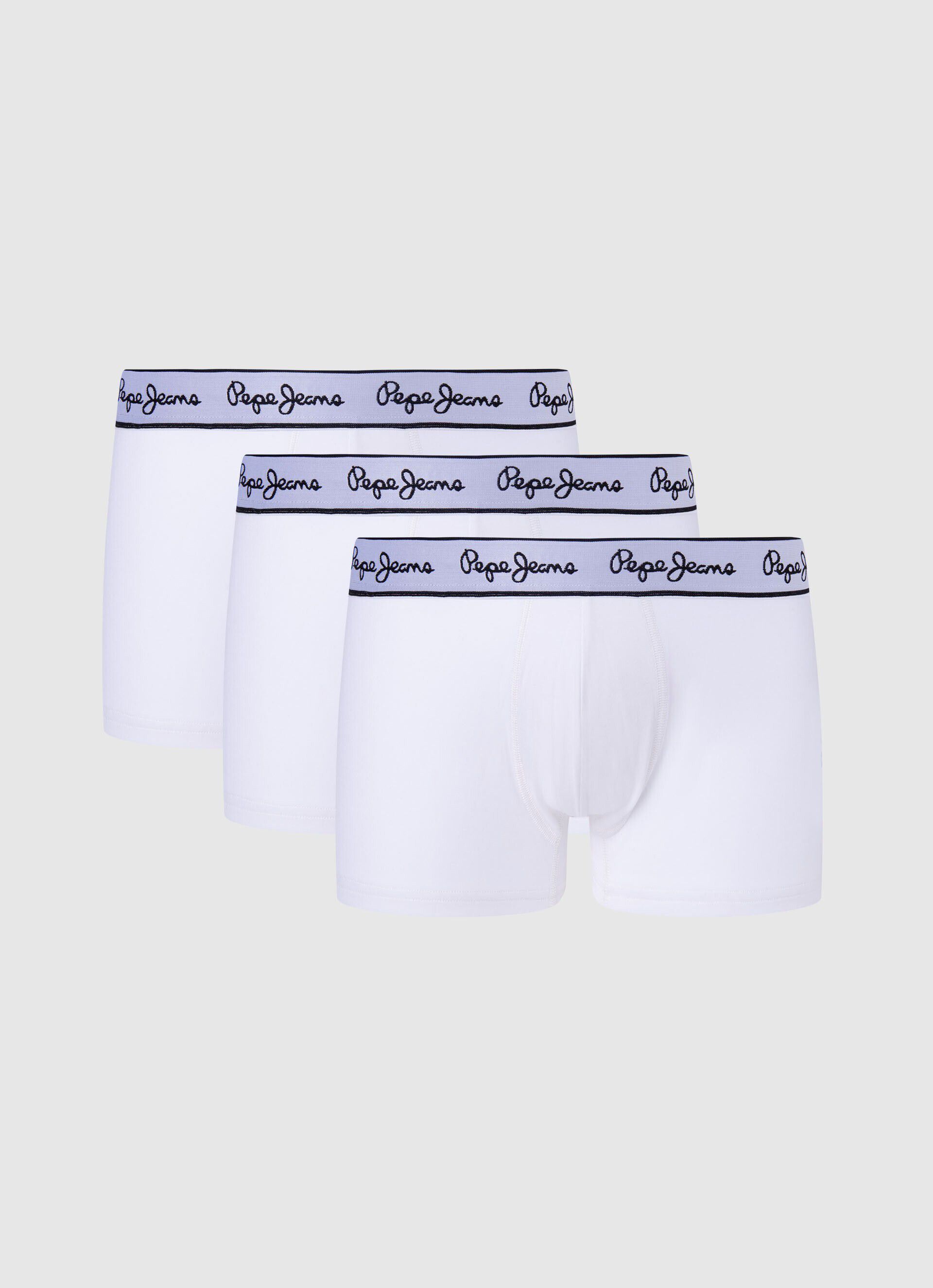 Conjunto de 3 cuecas boxer de algodão elástico - brancas
