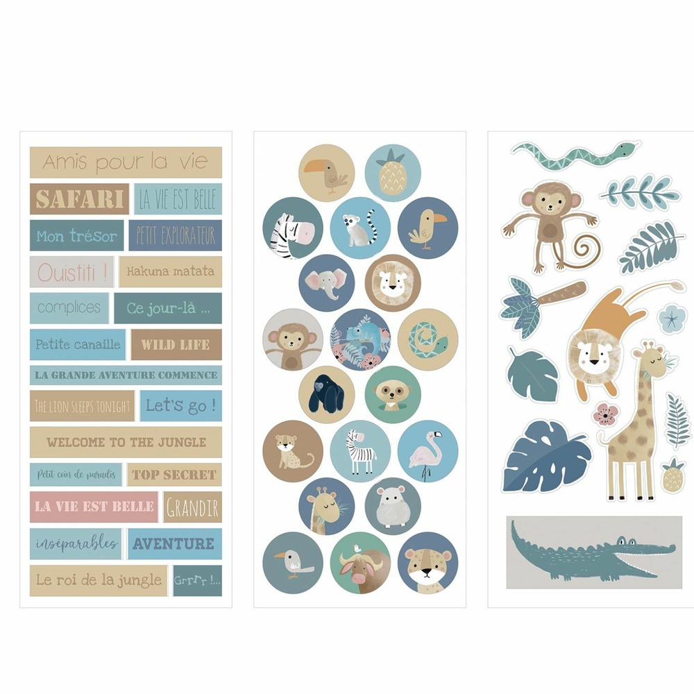 6 feuilles de stickers safari