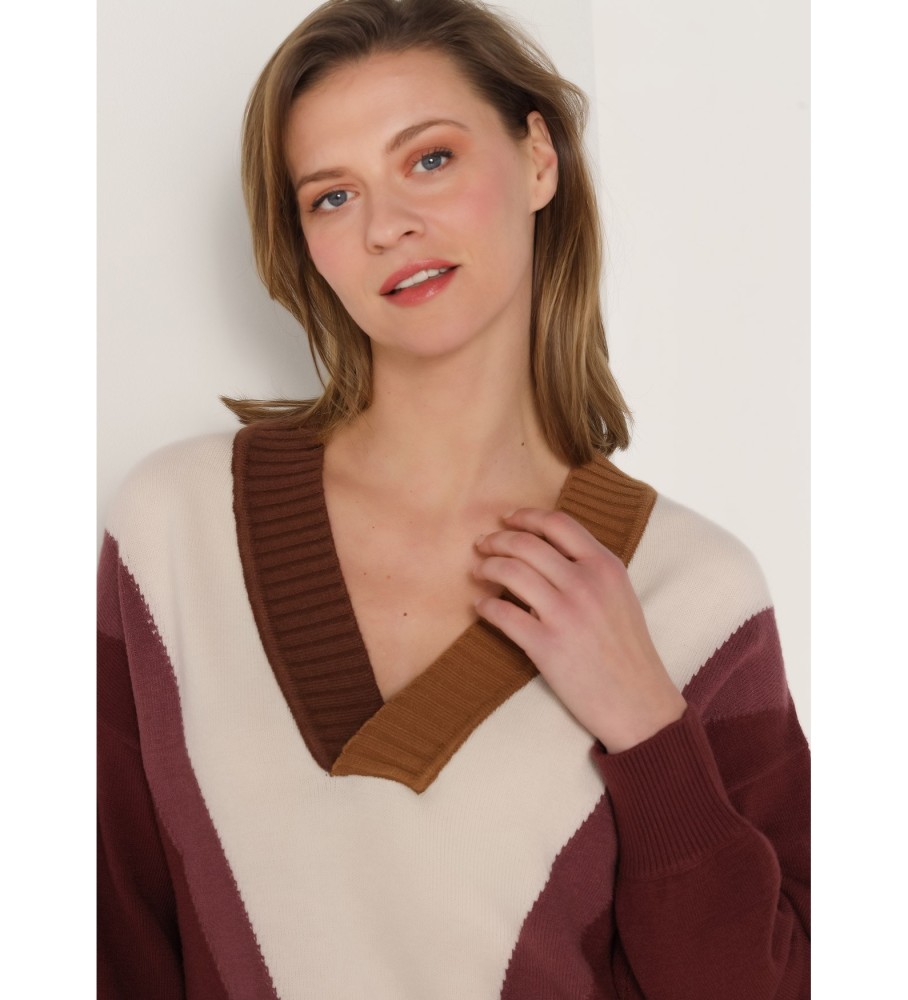 Lois Jersey com granadas jacquard cuello pico y rayas