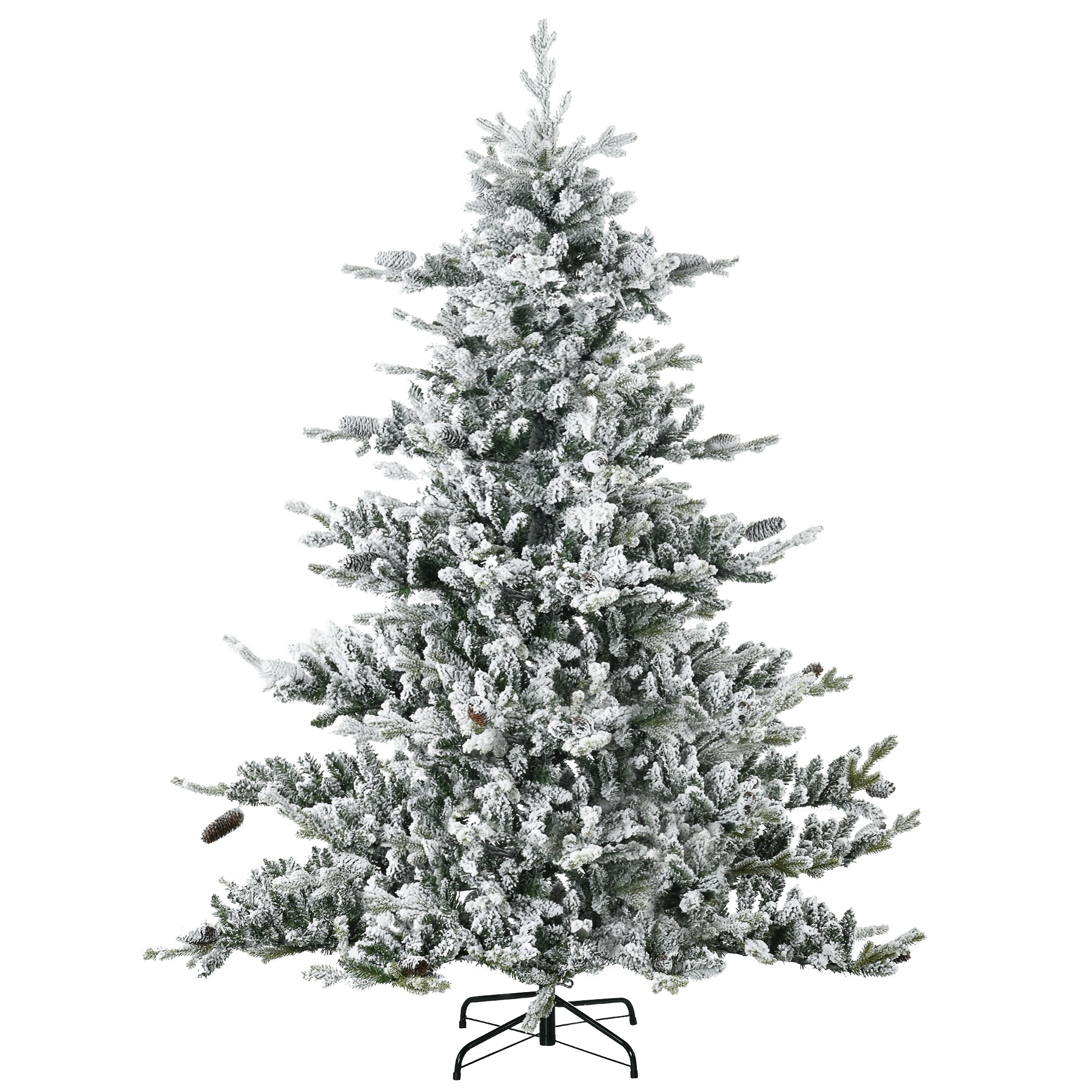 HOMCOM Künstlicher Weihnachtsbaum mit Kunstschnee und 1471 Zweigen bunt ?153 x H180 cm