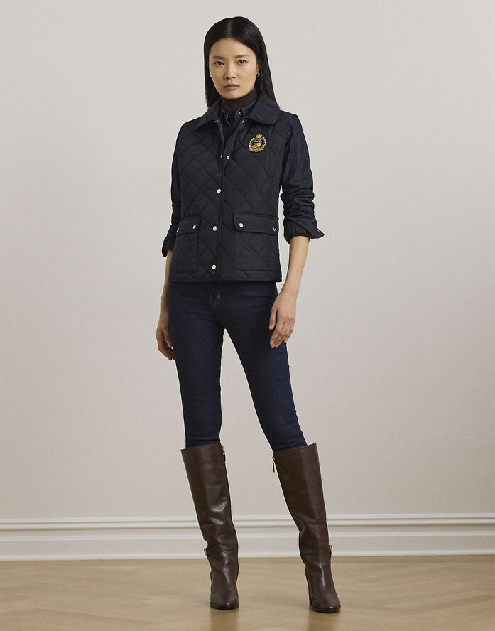 Lauren Ralph Lauren SATIN FINISH RCYCLD-QLT VEST W CRES Dk navy