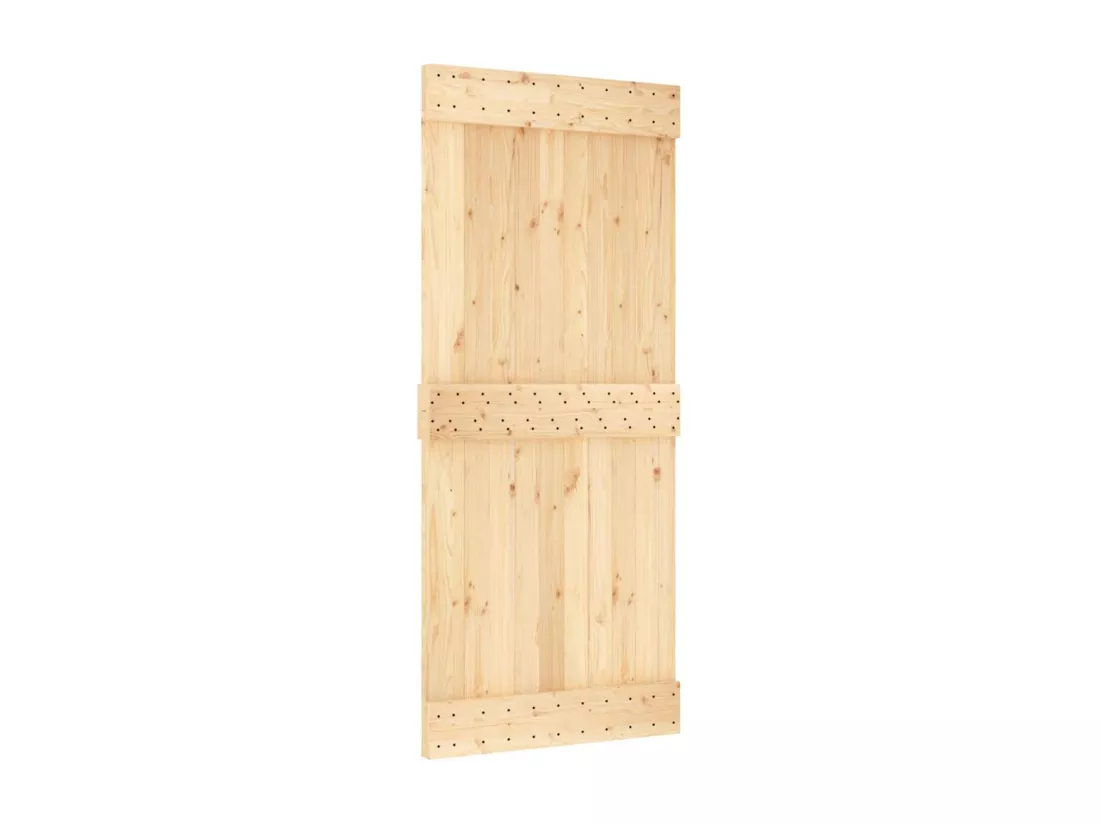 Porte coulissante et kit de quincaillerie 90x210 cm pin massif
