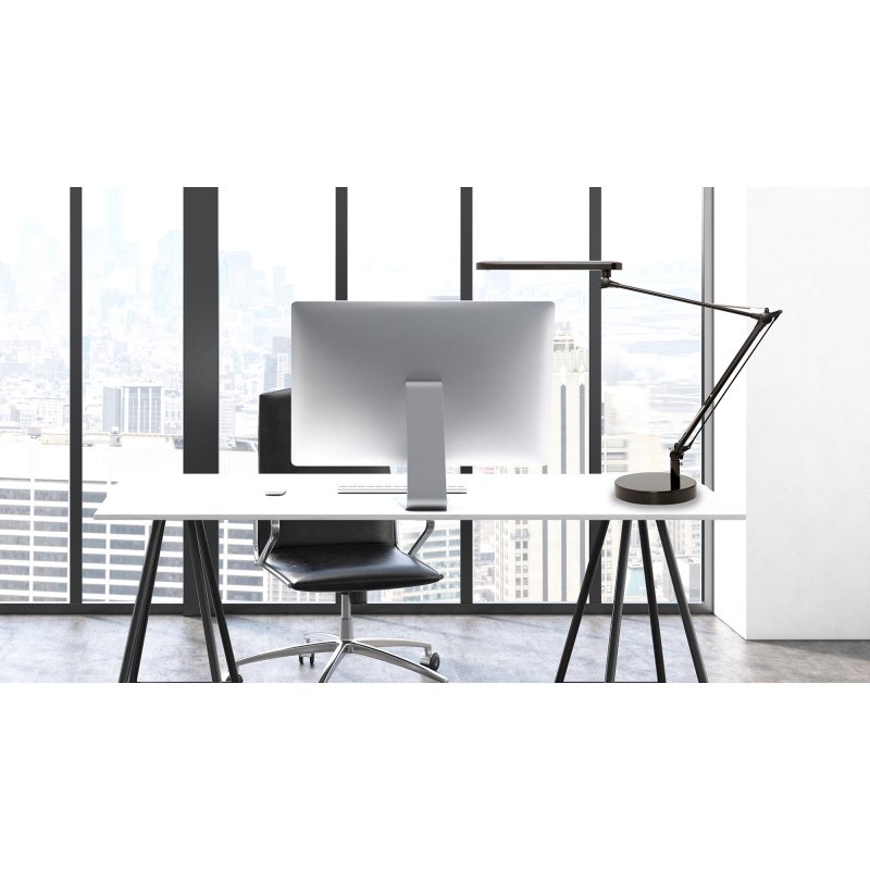 Lampe de bureau Led intégrée Mambo - Unilux - 7 W - Bras articulé 32 x 32 cm