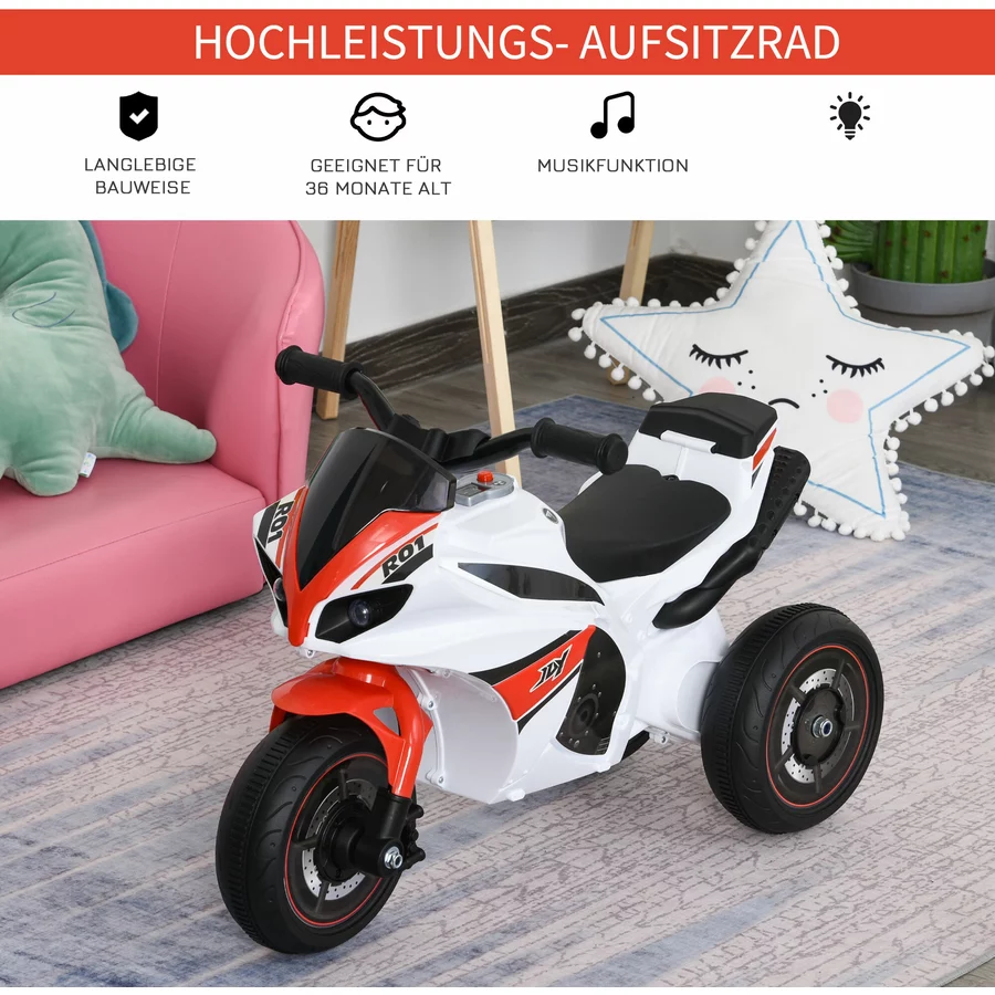 HOMCOM Rutscherfahrzeug als Motorrad weiß