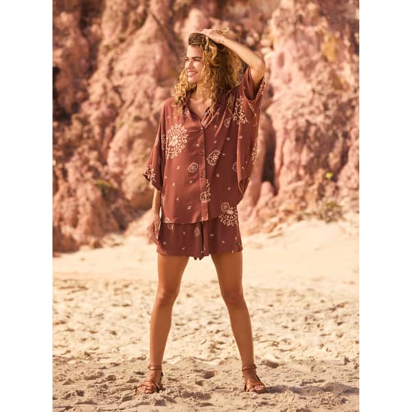 Short ROXY LEKEITIO BREAK HIGH PRINTED W ROOT BEER BACAN BANDANA