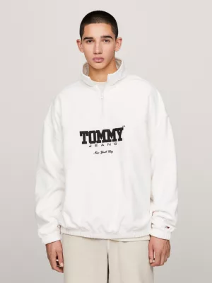 Moletom oversized de lã polar com meio zíper
