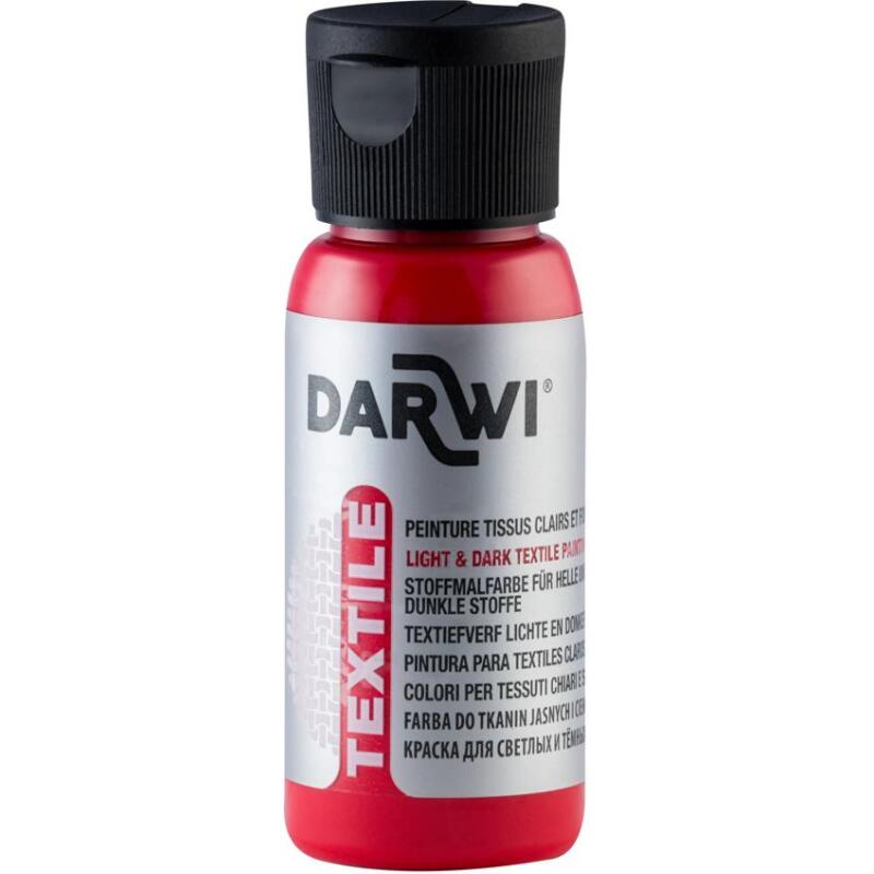 DARWI Flacon de 50 ml de Peinture Textile Opaque - vermillon