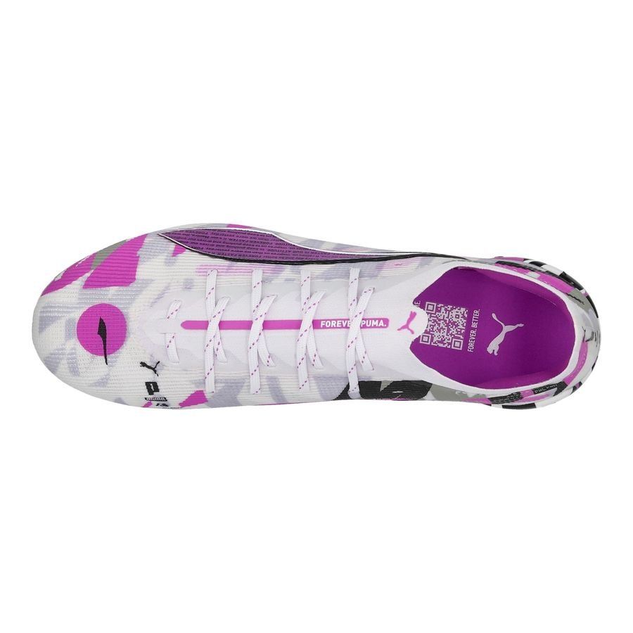 PUMA Ultra 5 Ultimate FG Forever - Blanc/Pure Magenta/Gris/Noir ÉDITION LIMITÉE