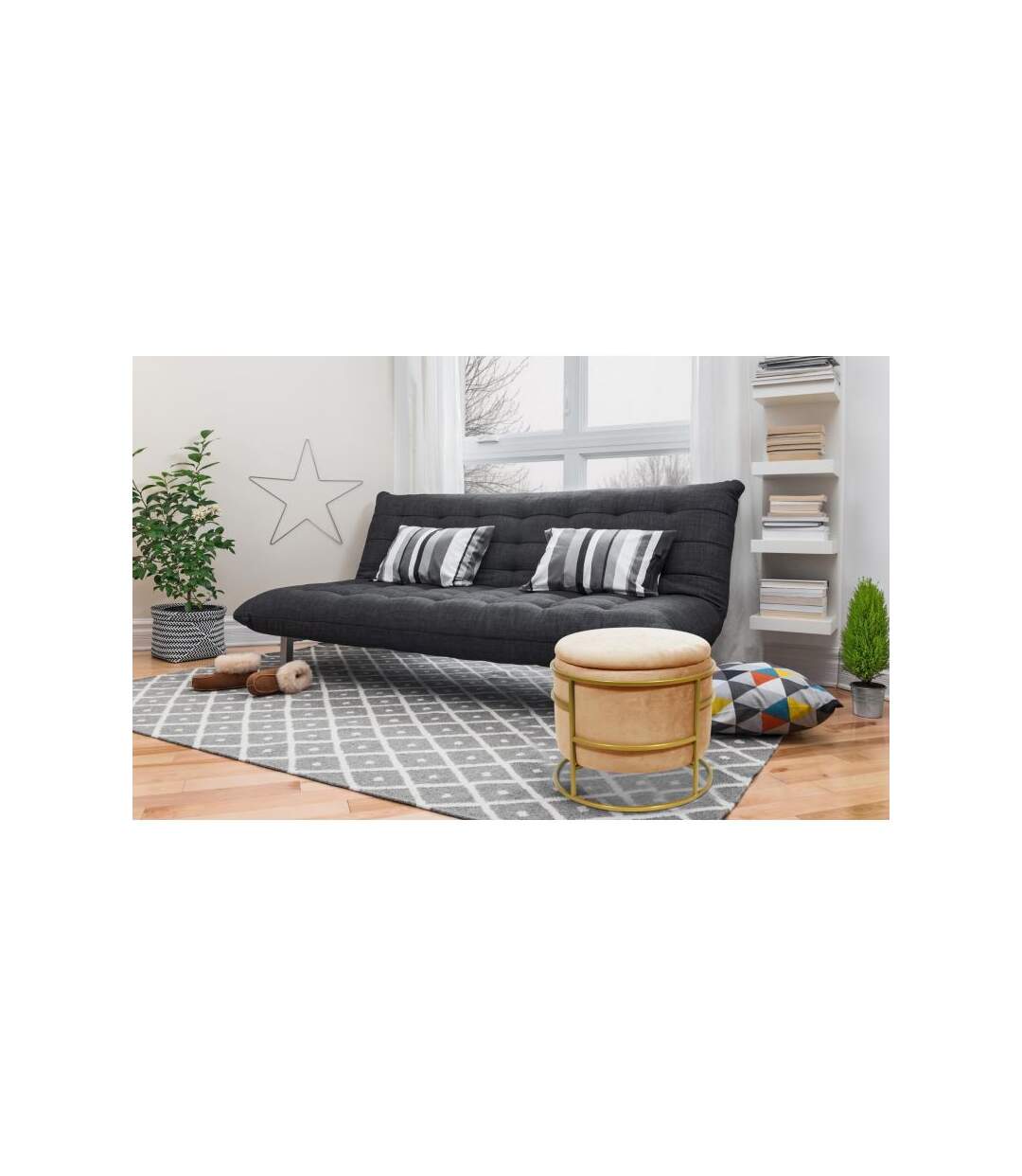 Paris Prix - Pouf & Coffre De Rangement gorin 43cm Ocre