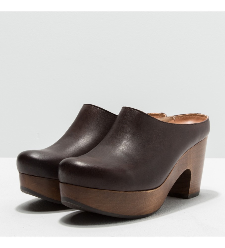 Tamancos Neosens Montone St. Laurent em couro marrom - Altura do salto: 8 cm -