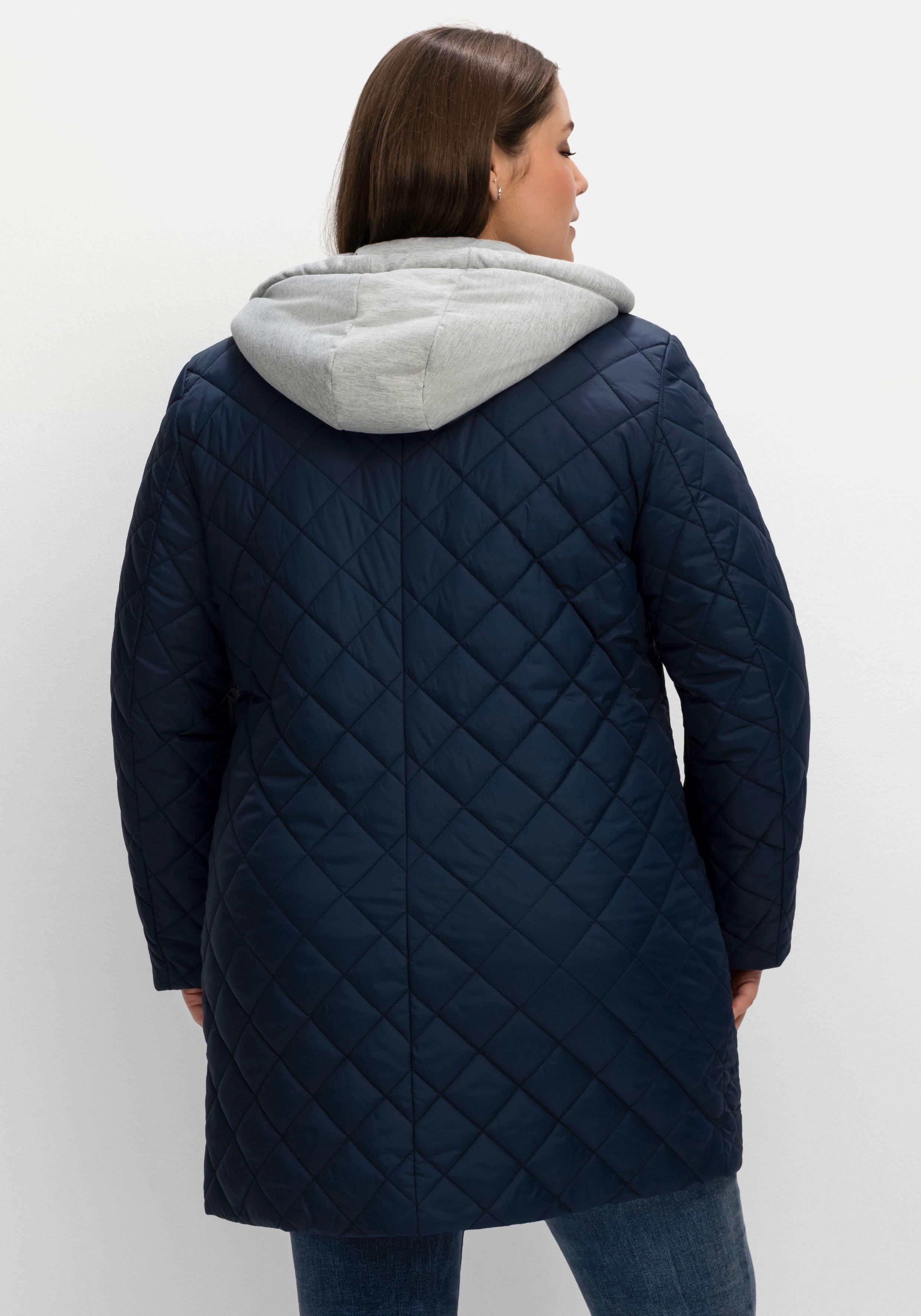 Steppjacke mit Jerseykapuze und 2-Wege-Zipper