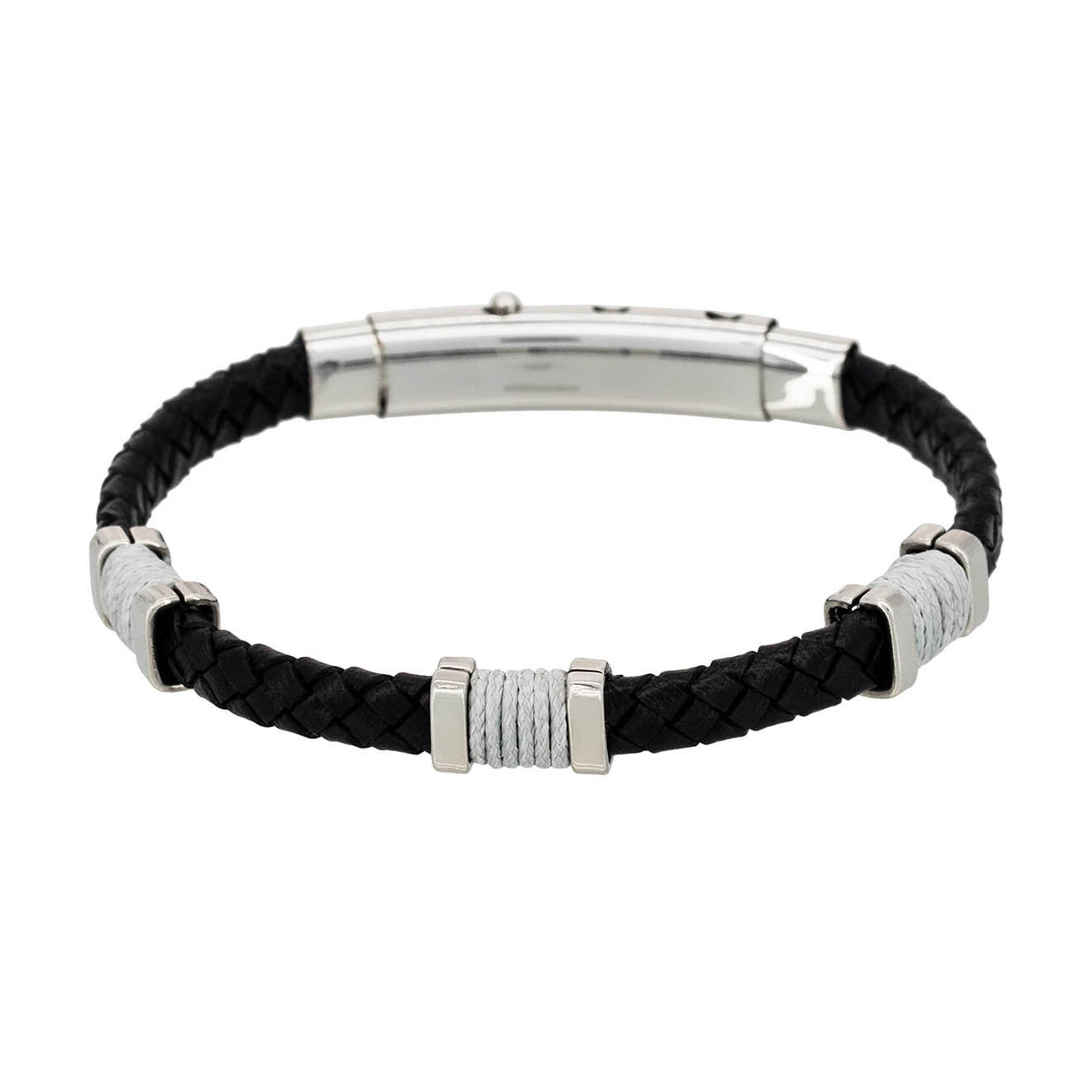 Rockstone Bracelet Black Eyes en Acier & Cuir noir
