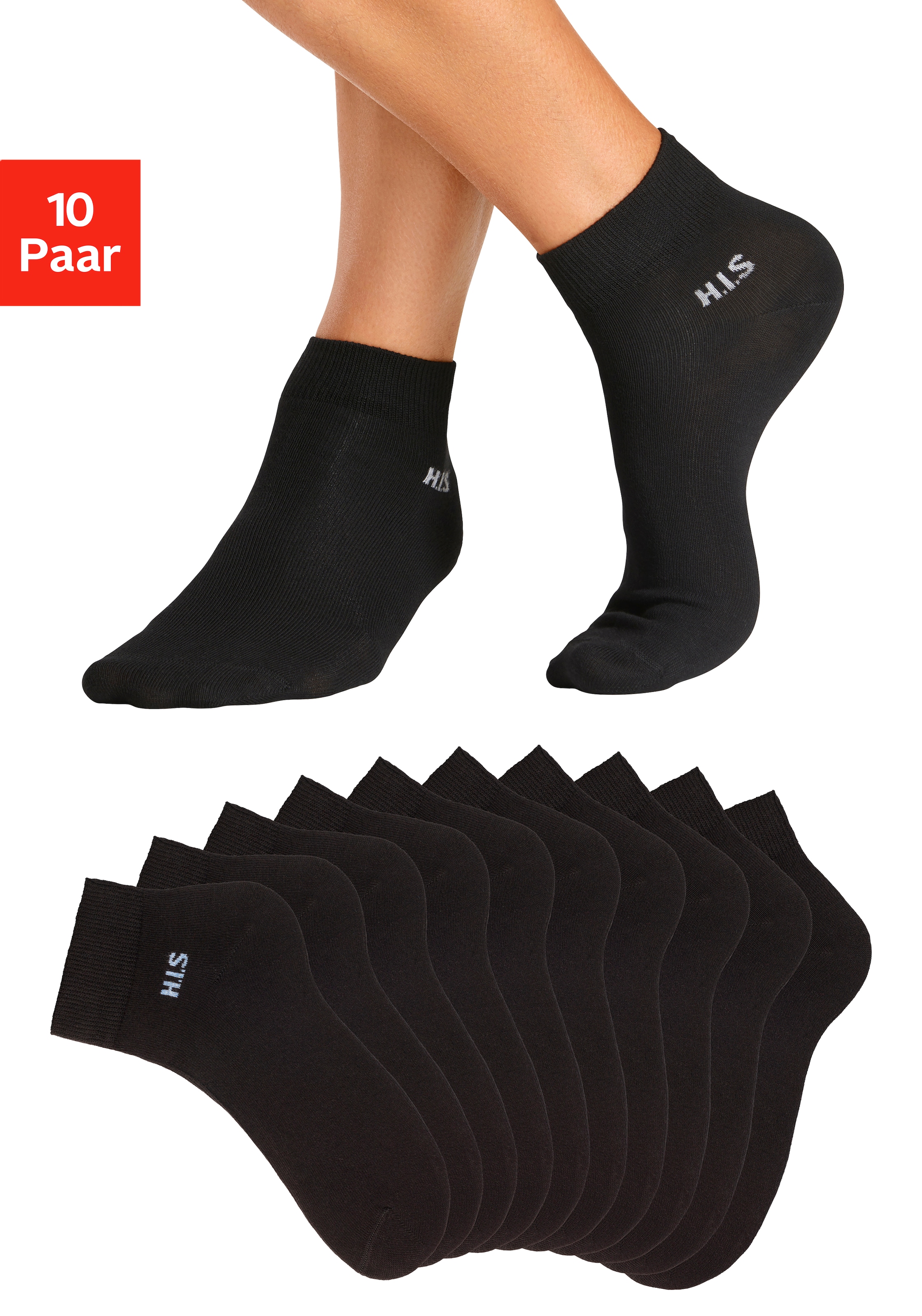 H.I.S Kurzsocken Packung, 10 Stk. tlg. mit farbigem Innenbund