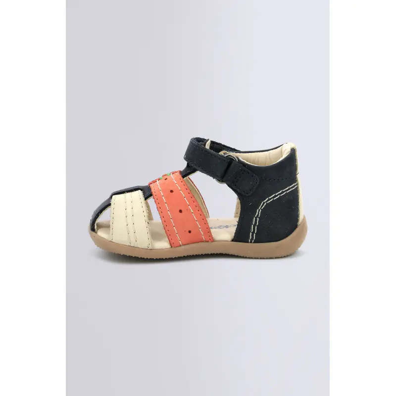 BIGBAZAR MARINE BEIGE ORANGE SANDALES Cuir Garçon