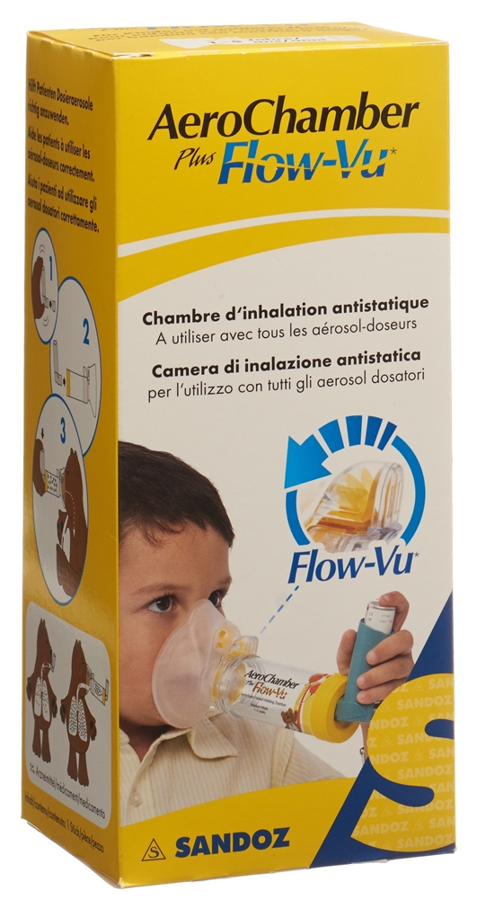 AEROCHAMBER PLUS Flow-Vu mit Maske (1-5 Jahre)<br>1 Stück, gelb