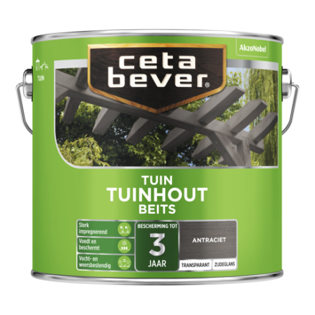 CetaBever Tuinhoutbeits zijdeglans transparant antraciet 2,5 liter