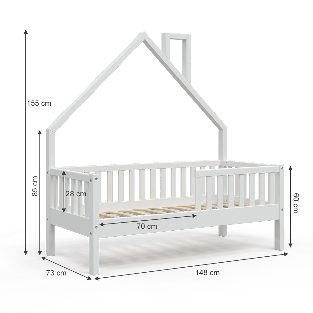 VitaliSpa Hausbett Kinderbett Spielbett Noemi 70x140cm Schubladen Rausfallschutz