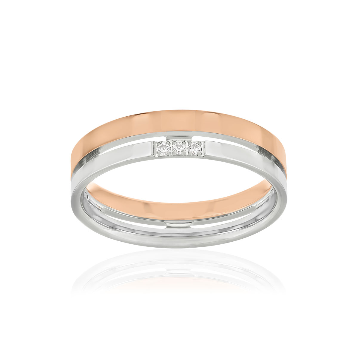 Alliance or 750 2 ors blanc et rose diamants