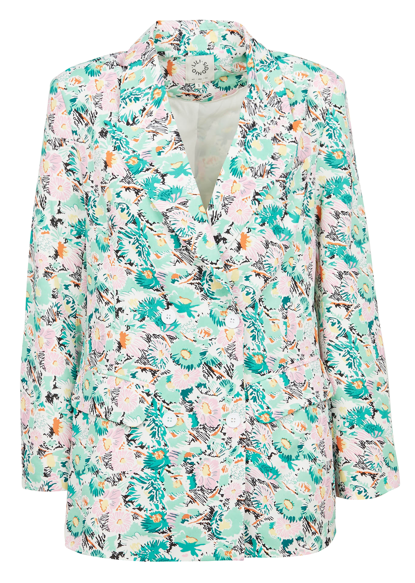 Blazer croisé à motif floral | Vert