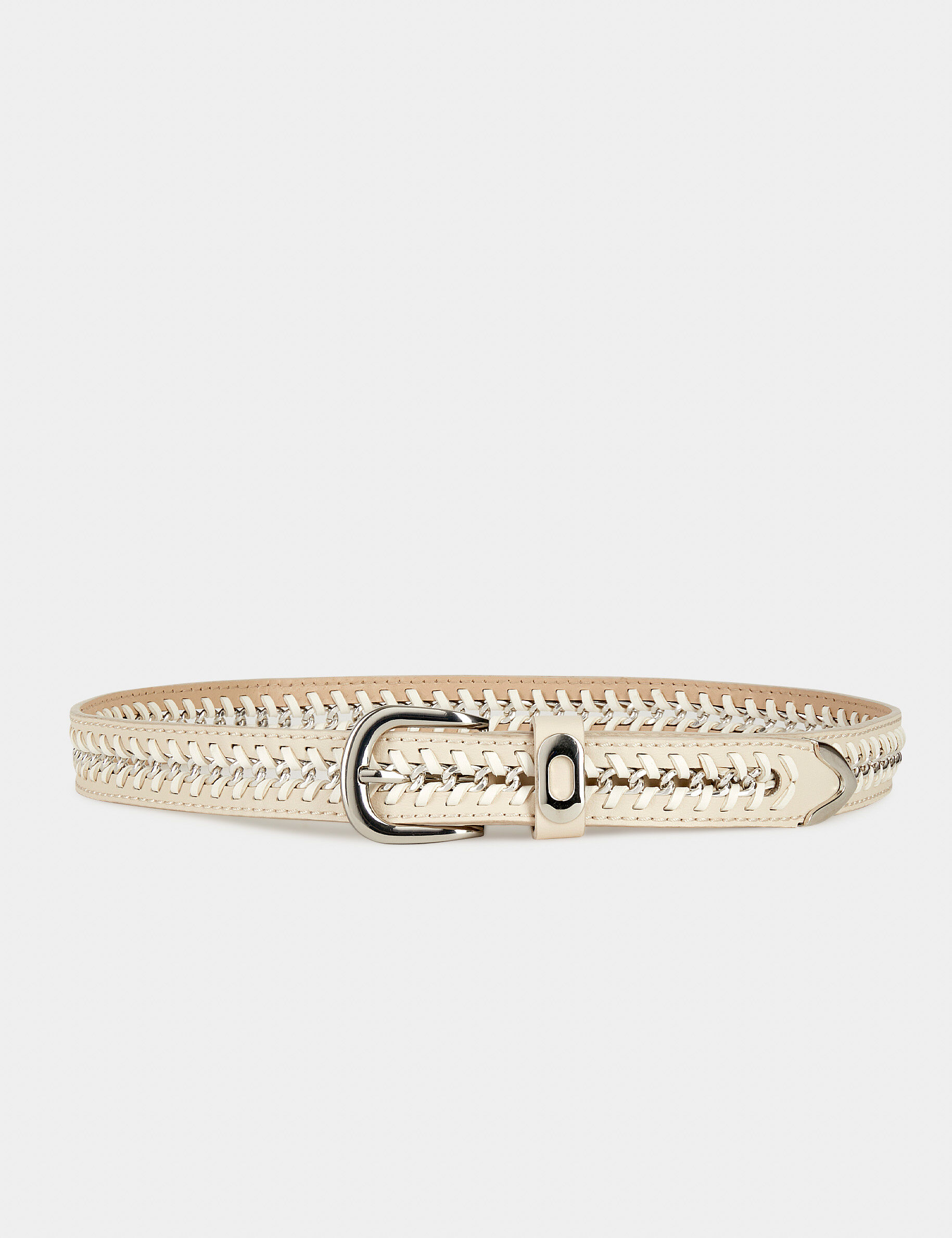 Ceinture avec chaîne beige femme - beige