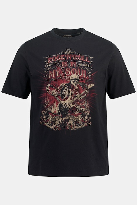 T-Shirt, Halbarm, Skelett Print, Rundhals