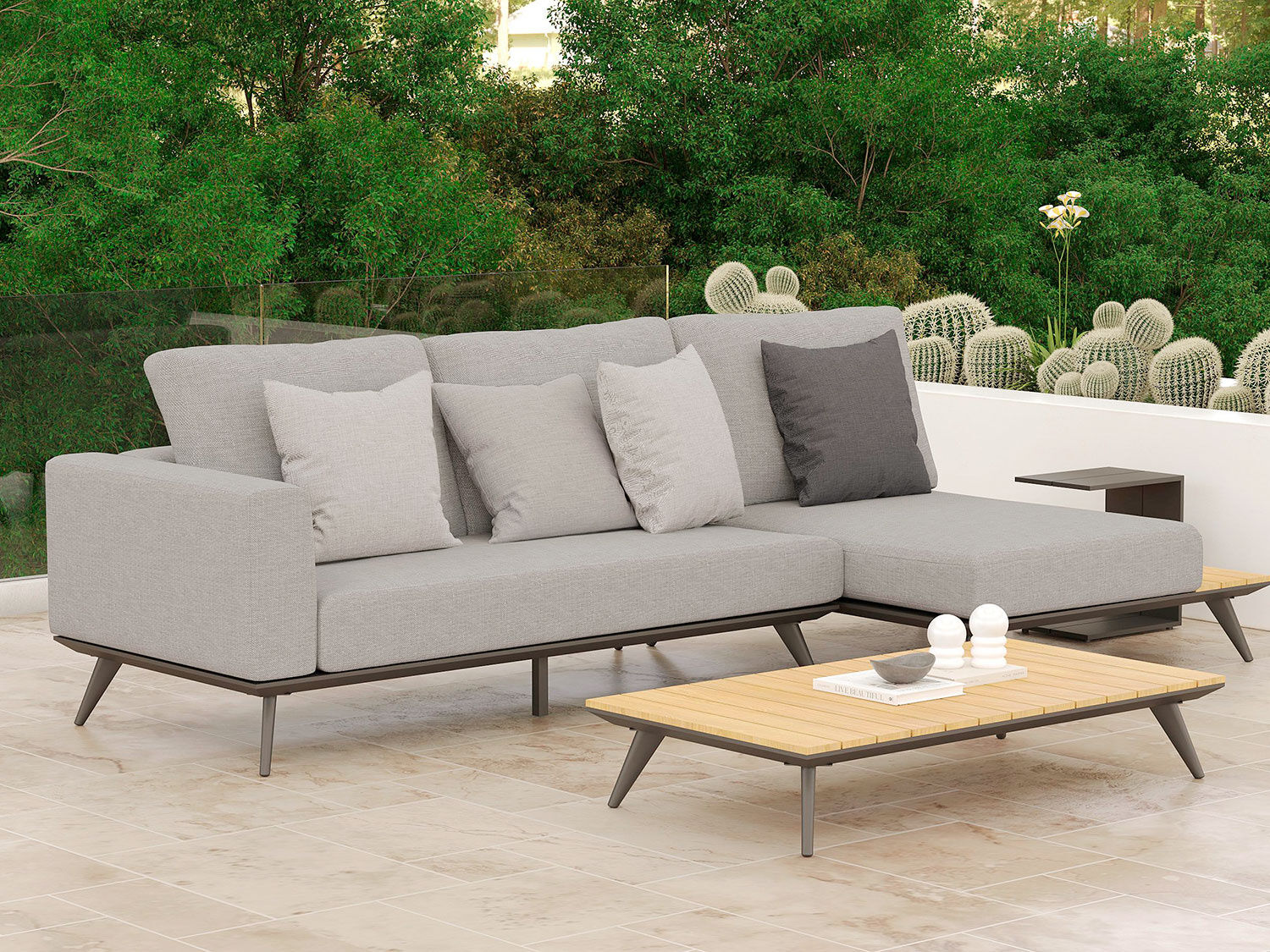 Gartenlounge Jason, mit Teakholz, Armteil rechts