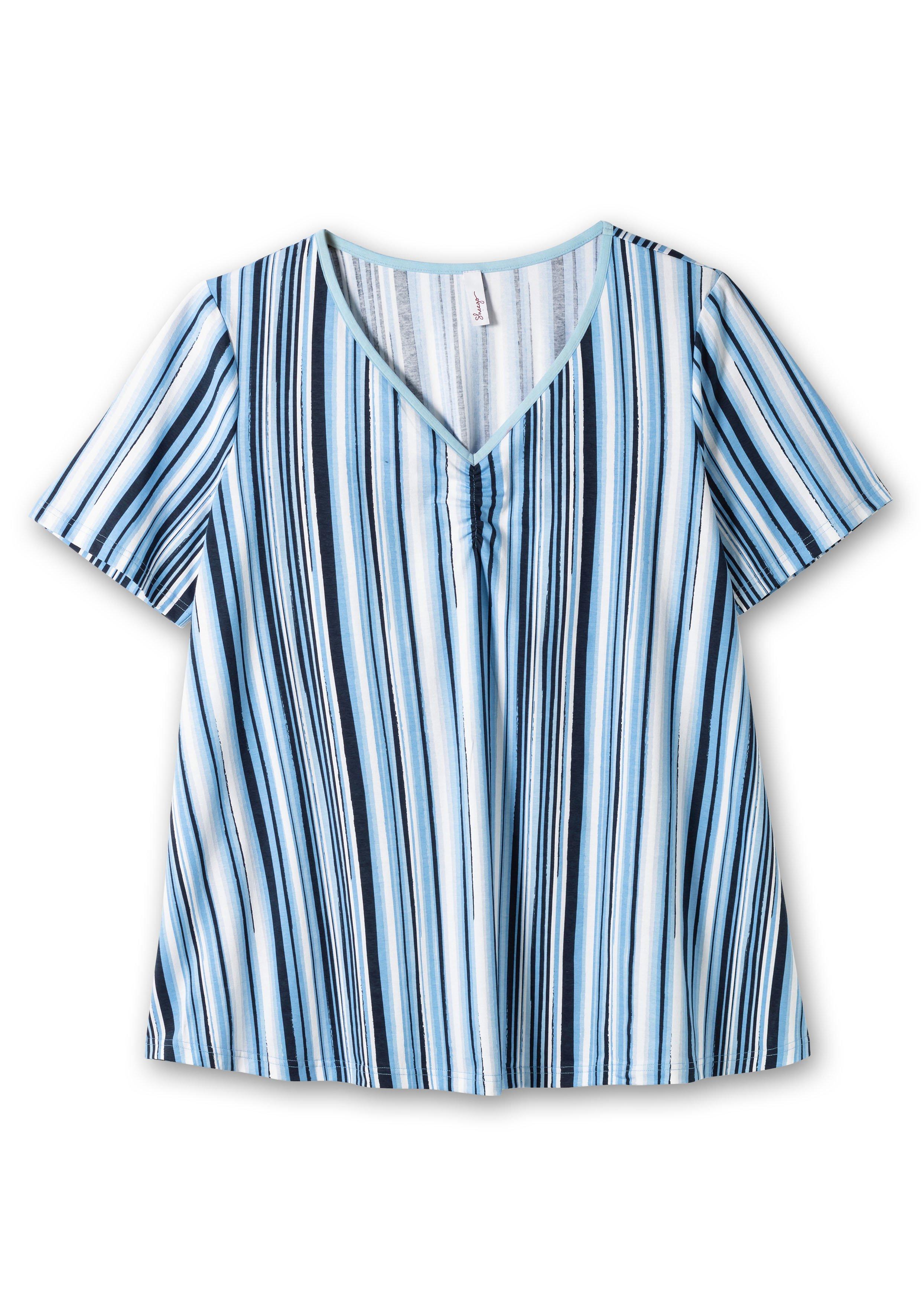 Gestreiftes Shirt mit kleiner Raffung am Ausschnitt