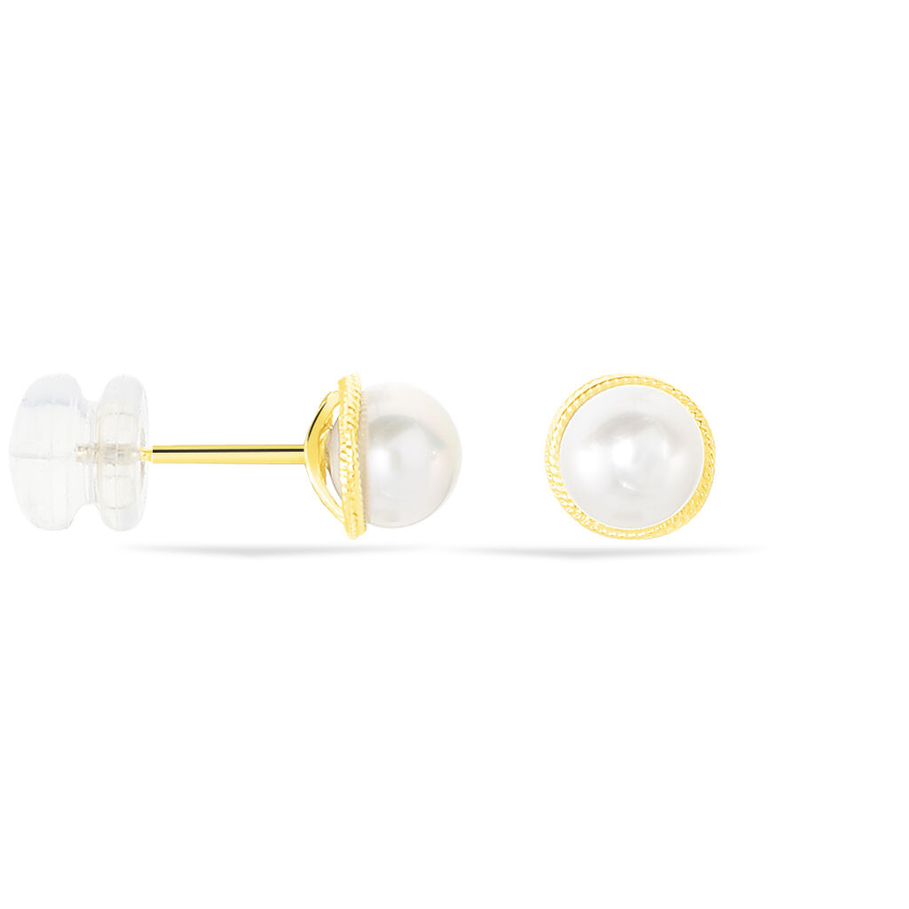 Boucles D'oreilles Puces Siera Or Jaune Perle De Culture