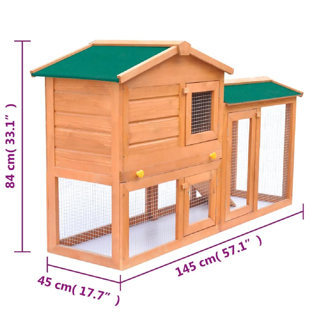 vidaXL Clapier extérieur - Large - Bois