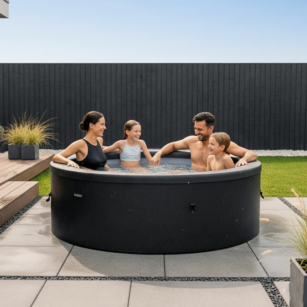 Wave Eco Foam Spas | Tragbarer Outdoor-Hot Tub mit schneller Aufheizung | Strapazierfähiges PVC-Material | Einfacher Aufbau (Tahoe, 6 Personen | Graphitgrau)