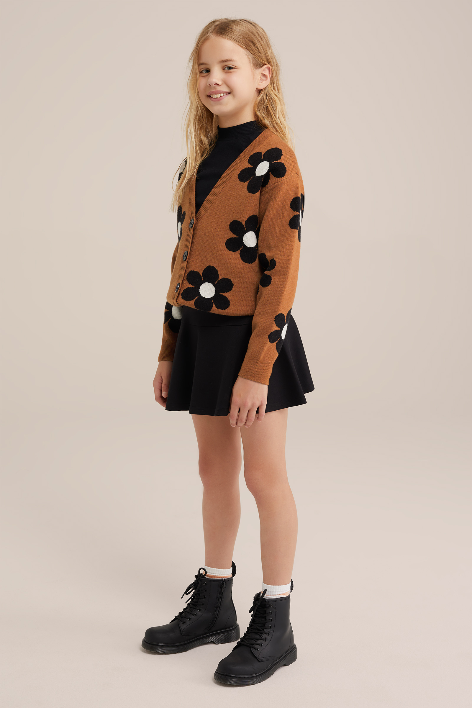 Meisjes vest met dessin WE Fashion Bruin