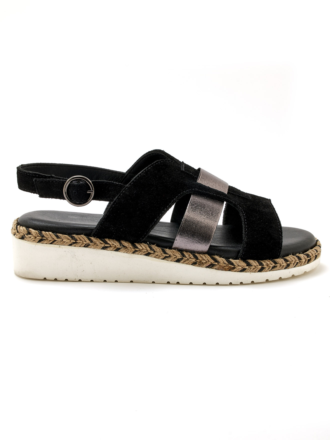 Sandales compensées cuir velours