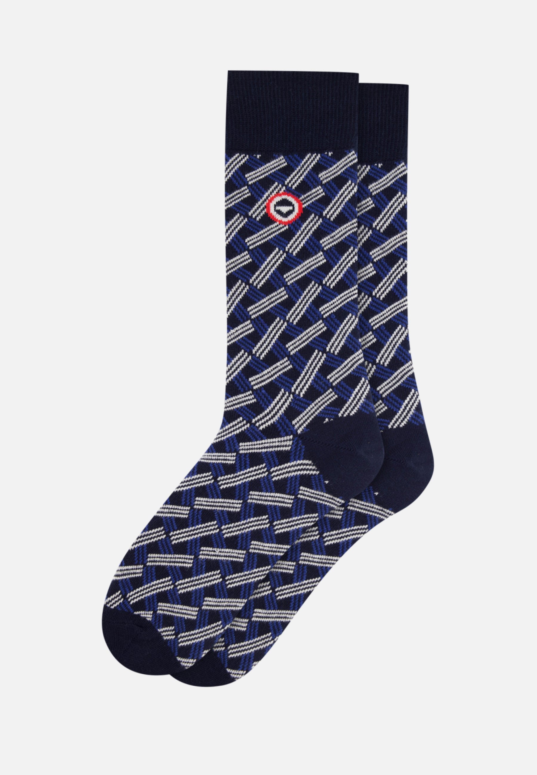 Chaussettes mi-hautes-Lucas Imprimé Diagonale Marine