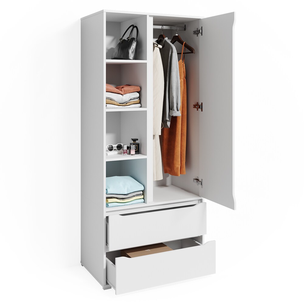 Vicco Kleiderschrank Schlafzimmerschrank Ruben 80cm mit Kleiderstange Schubladen