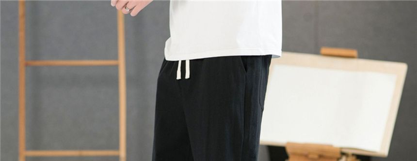 Phoneus - Losse linnen broek met trekkoord in de taille