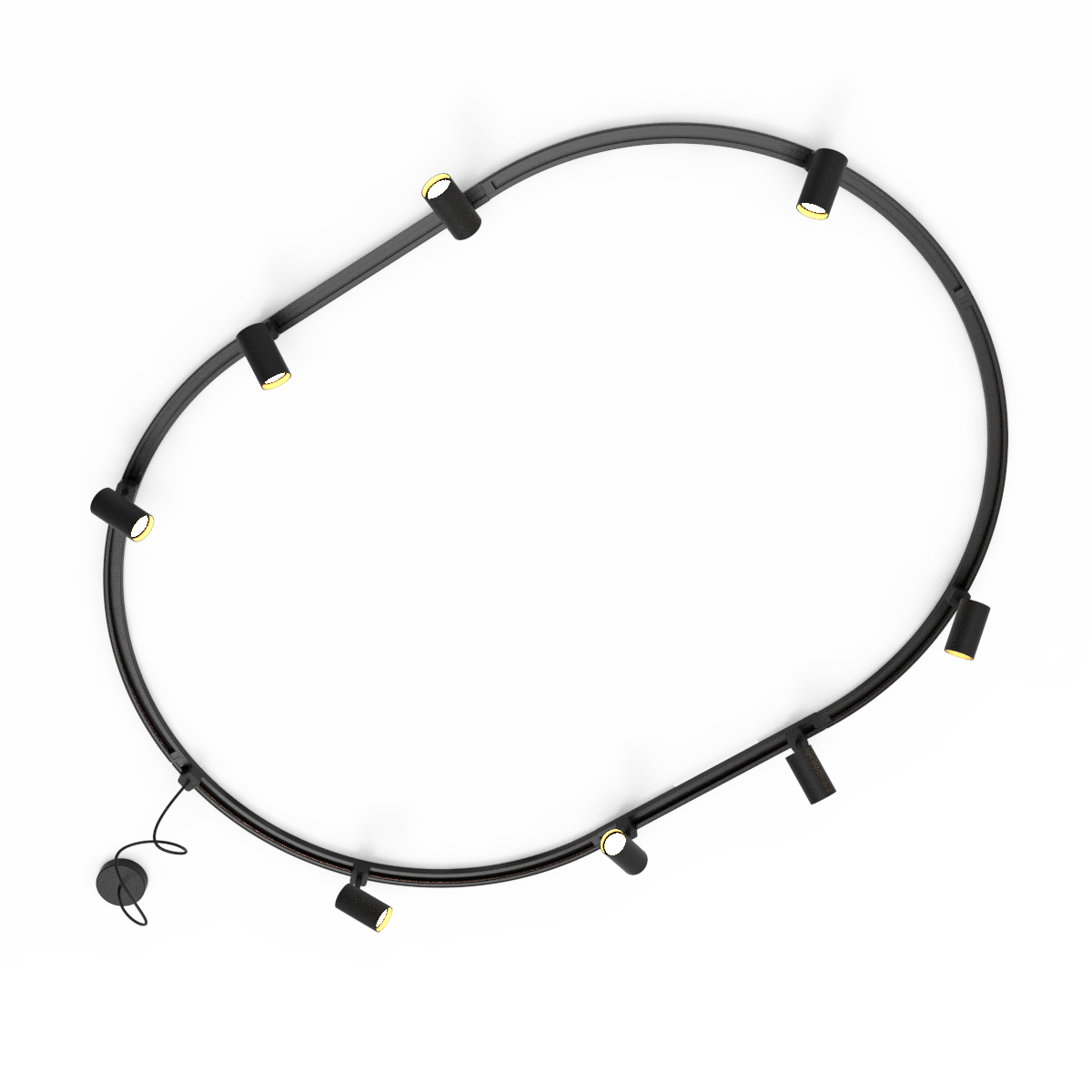 Modern railsysteem met 8 spots zwart 1-fase ovaal 200cm - Iconic Jeana