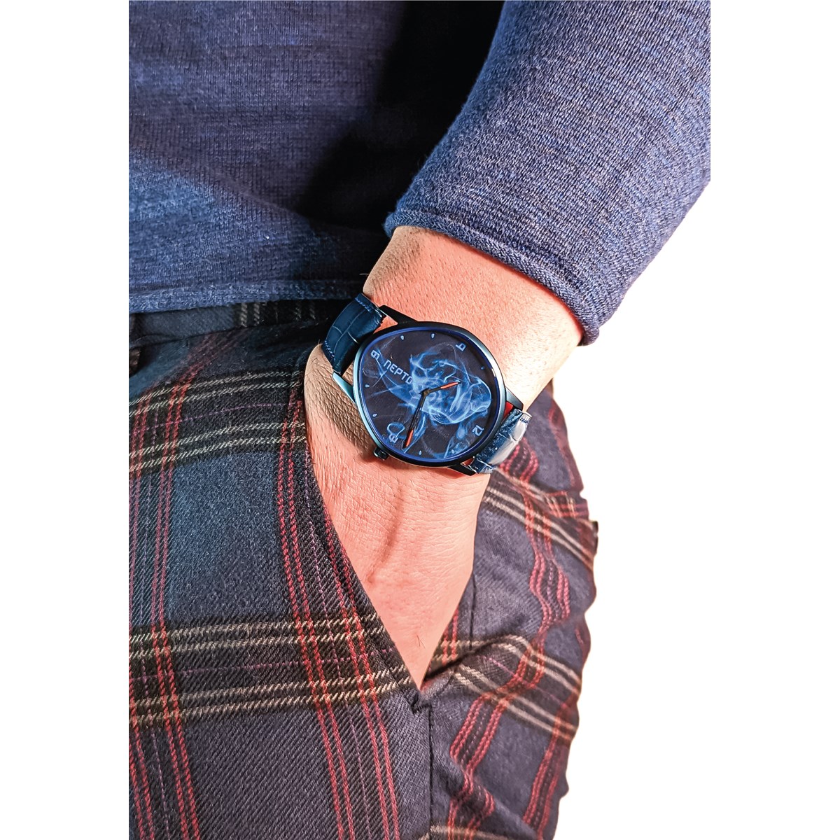 Blue smoke - Cuir Croco bleu