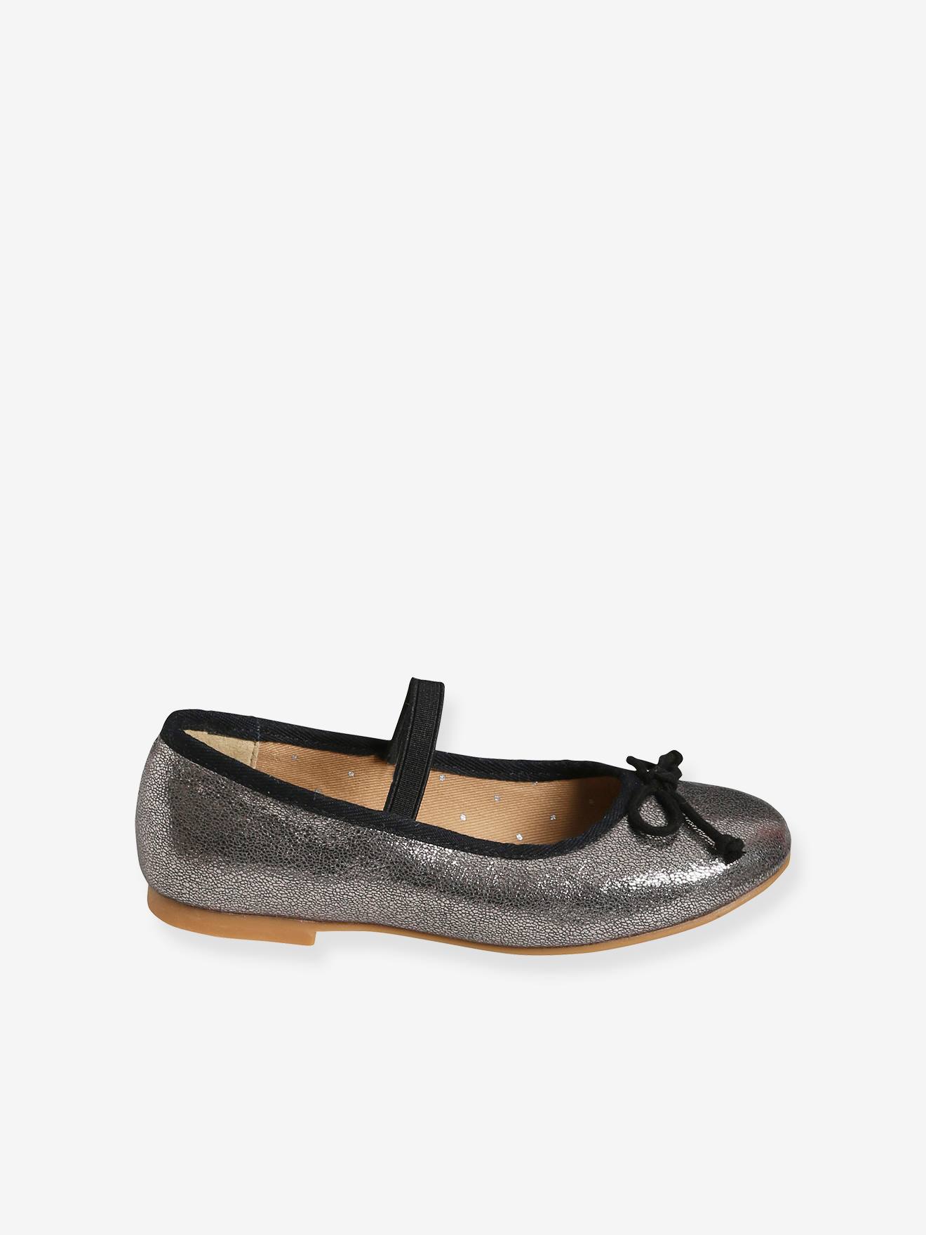 Sapatilhas de ballet iridescentes para meninas, cinza escuro