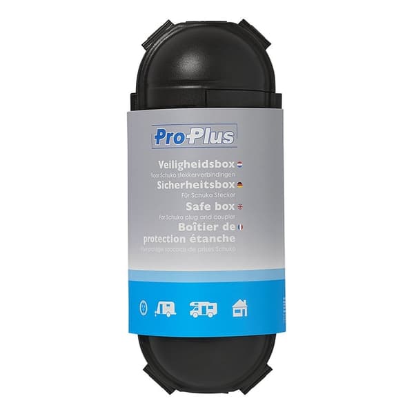 Safeboks for Schuko plugg og kobling svart