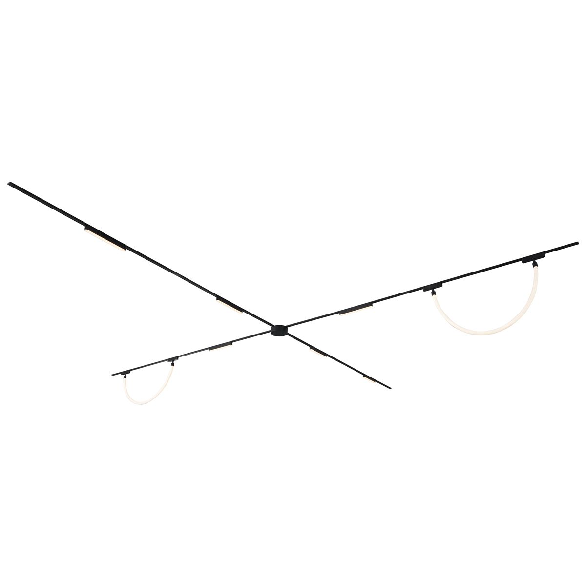 Railsysteem met 6 plafondlampen en 2 hanglampen zwart 1-fase - Magnetic Marra Tautau