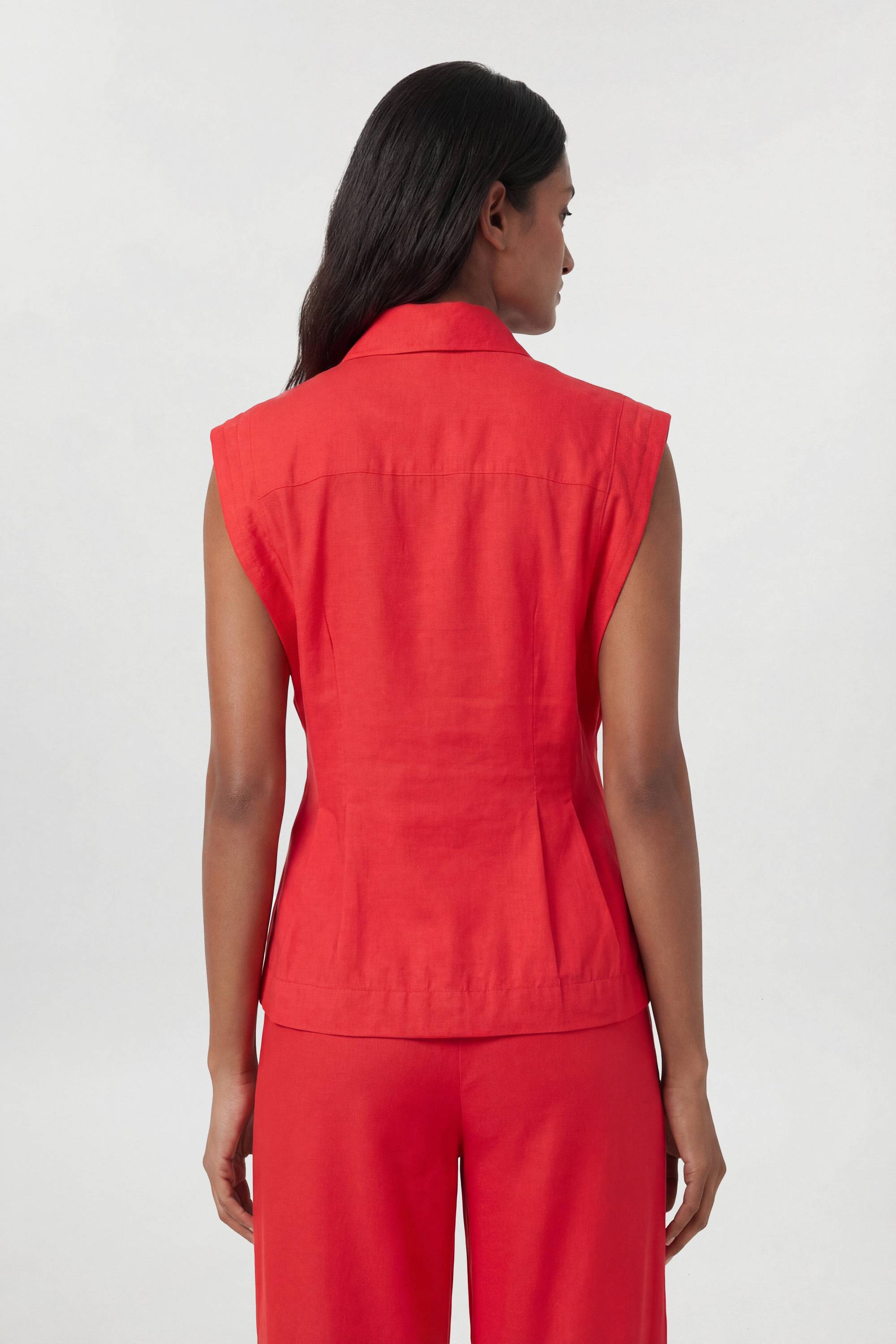 KarenMillen Chemisier Tissé Haut De Gamme En Viscose Lin Avec Surpiqûres Et Détail De Couture À La Taille
