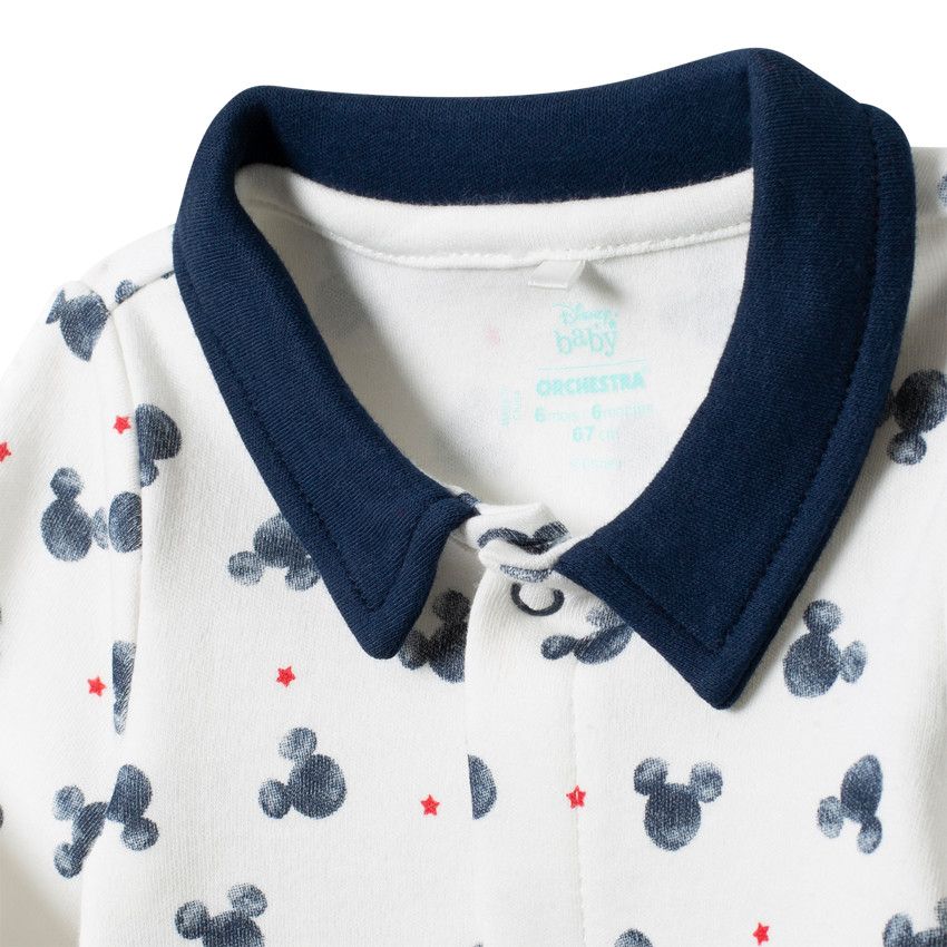 Body manches longues style polo Mickey Disney - Ecru