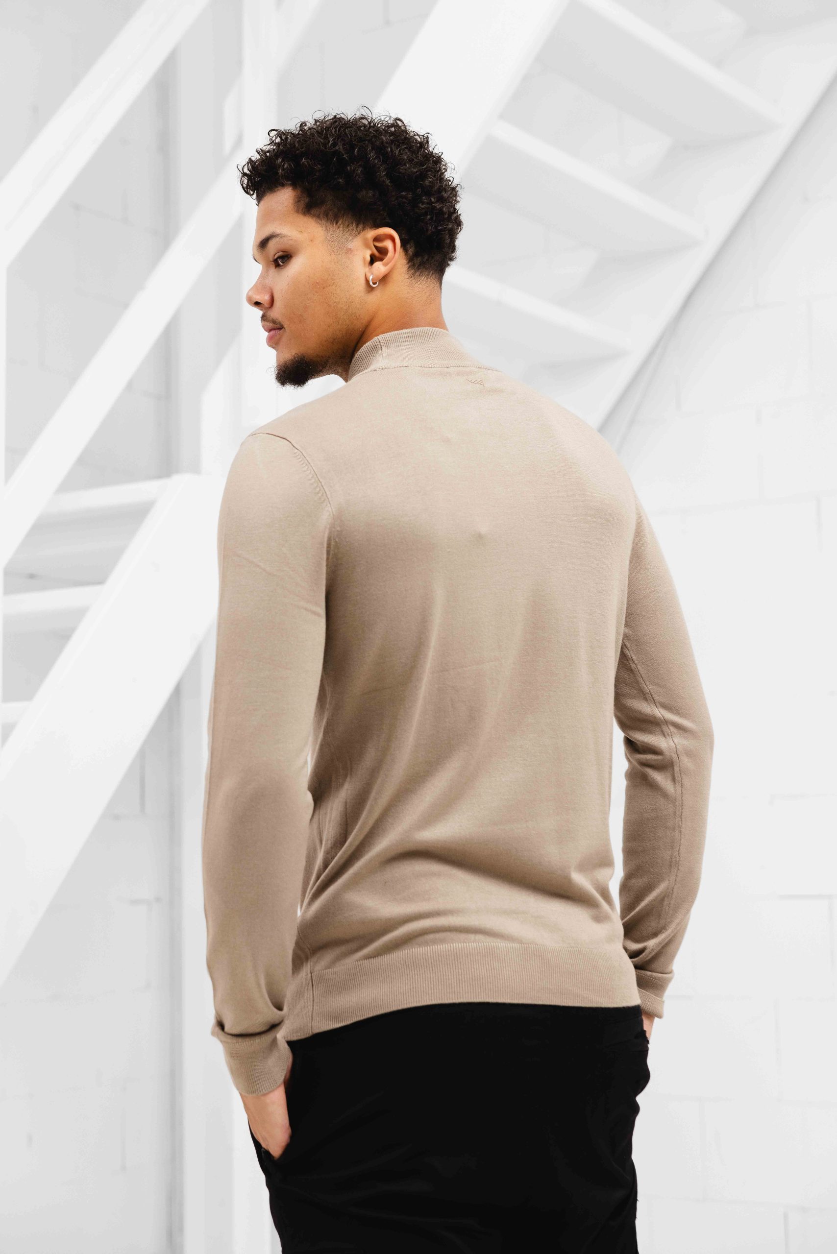 Pure Path Essential Knitwear Mockneck Sweater Heren Beige